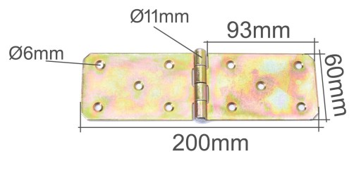 Stavebný záves 60 x 200 mm, žltý pozink