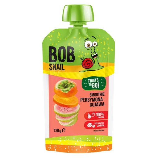 BOBSNAIL FRUIT MOUSE bez SUGAR smoothie PERsimmon GUAVA 120G doypack tube