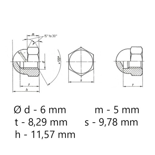 INOX A2 prevlečná matica DIN 1587 M6 - 20 kusov