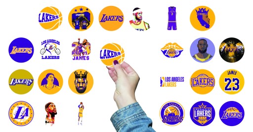 NÁLEPKY NA NOTEBOOK, 24 ks, kruhy - JAZERO NBA