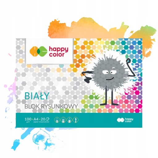 HAPPY FAREBNÉ KRESLENIE BLOK A4 BIELY PAPIER
