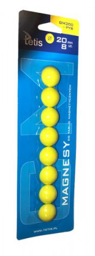 Tetis žlté konvexné magnety na tabuľu 20 mm 8 ks