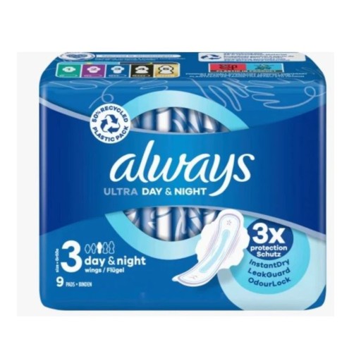 Vždy ultra nočné hygienické vložky 9 ks