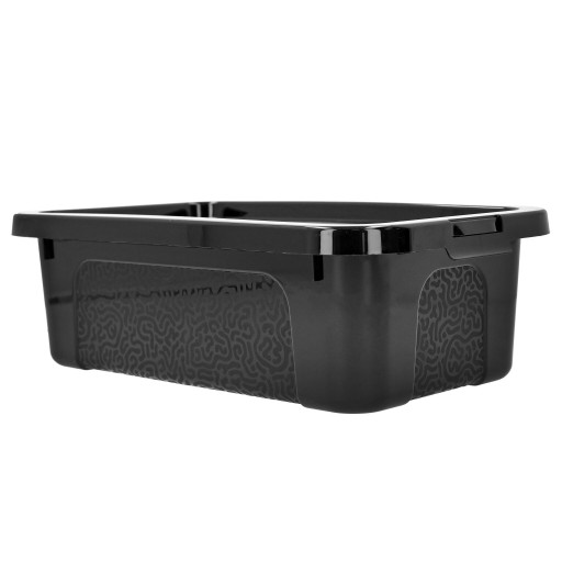 Organizér, plastový box, 4,5l, lesklý čierny, s vekom boxu