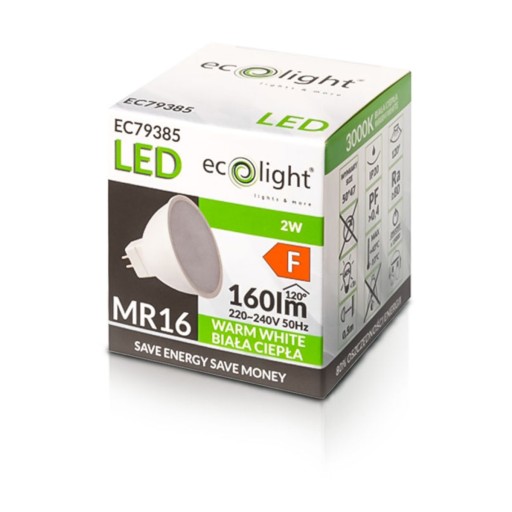 LED žiarovka MR16 12V 2W = 20W 160lm Teplá farba