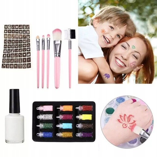 TETOVANIE VEĽKÁ SADA GLITROVÝCH ŠABLON DIY TETOVANIE