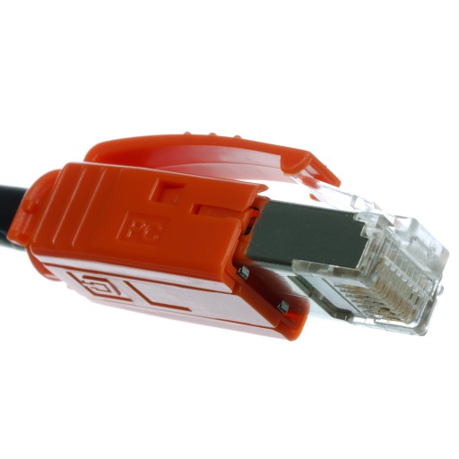 Zástrčka s krytom RJ45 6 6A FTP oranžová Telegartner