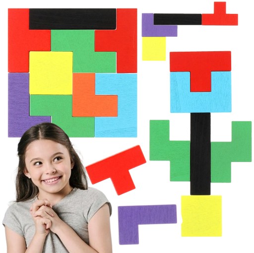 V3 MALÝ TETRIS DREVENÝ LOGICKÝ HRANÝ BLOK PRE DETI
