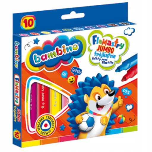 Trojuholníkové fixky JUMBO, 10 farieb, Bambino 3189