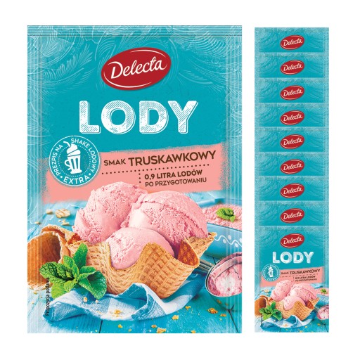 Delecta jahodová zmrzlina 10x57g zmrzlina v prášku, jednoduchá na prípravu