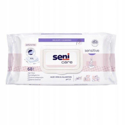 Seni Care Sensitive vlhčené obrúsky 68 ks.