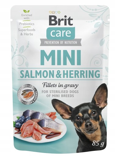Brit Care Mini sterilizovaný losos a sleď 85 g