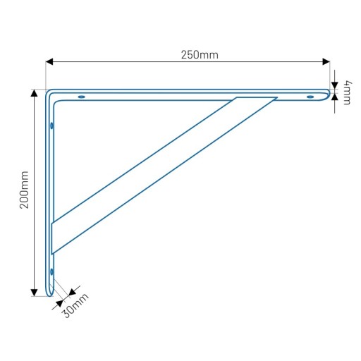 UHLOVÁ KONZOLA OCEĽOVÁ PODPORKA POLICE PRE POLICU 250X200 MM ČIERNA