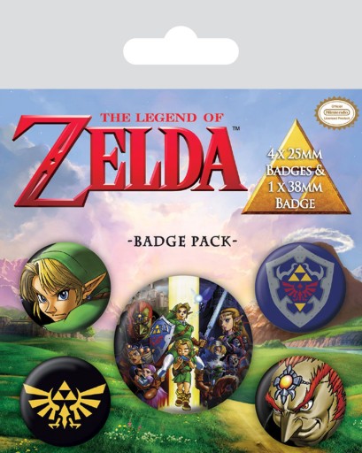 Špendlíky na oblečenie The Legend Of Zelda Sada 5 špendlíkov, 2,5 cm