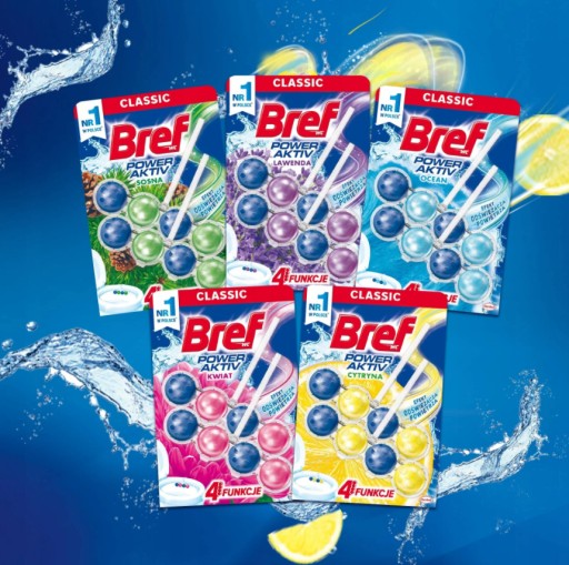 Bref Power Aktiv - Set, 3 WC bloky - Citrón