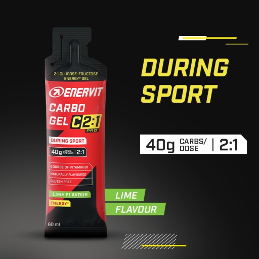 Enervit Carbo Gel C2:1PRO Limetkový energetický gél 40g uhlíkov Citrónová tekutina