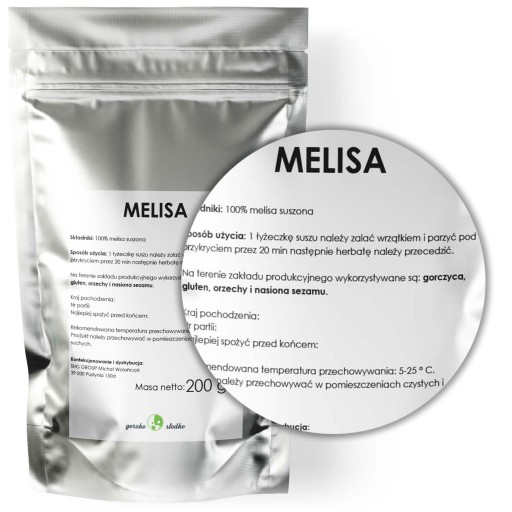 SUŠENÁ MELISA, listy medovky, čaj na spanie, 200g