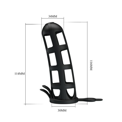 PRETTY LOVE - PENIS SLEEVE - Návlek na penis, čierny silikón