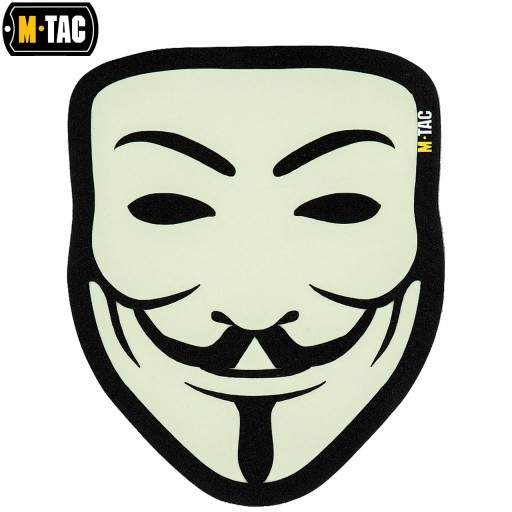 ANONYMNÁ FACE GUY FAWKES NÁPLATA ANONYMITA FLUORESCENT M-TAC