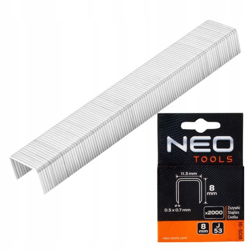 ZOŠÍVAČKY TYP J/53 8MM 2000 KS NEO TOOLS 16-508