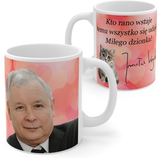 PREZIDENT JAREK KACZYŃSKI HRNČEK S Vtipnou POTLAČOU