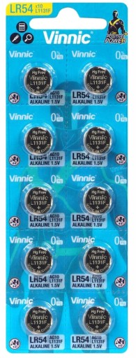 10x AG10 BATÉRIA VINNIC L1131 LR1130 LR 54 G LR54