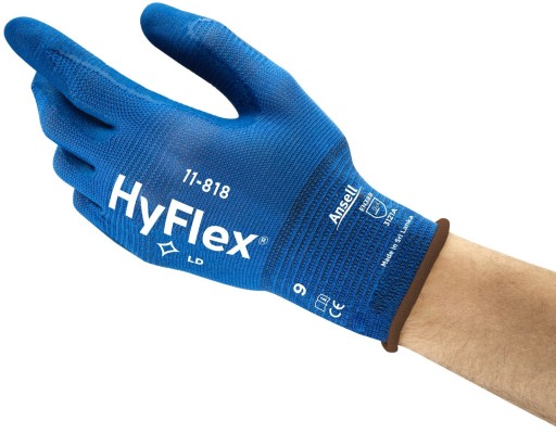 TENKÉ SILNÉ PRACOVNÉ RUKAVICE NITRILOVÉ HYFLEX 11-818 ANSELL 9