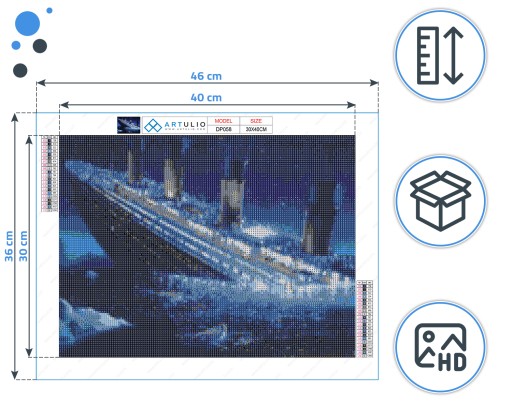 Titanic Diamond Embroidery 5D diamantová maľba mozaika pre detskú námornú loď