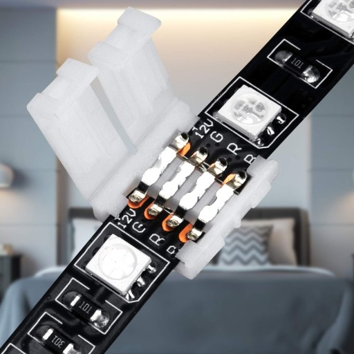 KONEKTOR PRE RGB RGBW LED PÁS 10mm 4PINOVÝ PRIAMY RÝCHLOKONEKTOR BEZ PÁJKY