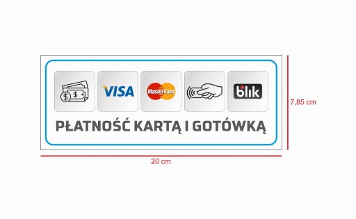 PLATBA KARTOU A HOTOVOSŤ PLATBA TAXI PREDAJŇA POKLADNA 20 cm x 7,85 cm