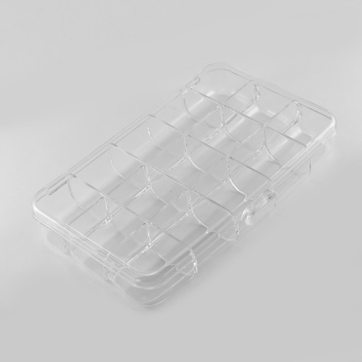 Nádoba na korálky a kamienky, plast, 15x9,2x2,5cm, 15 priehradiek, 1 ks.