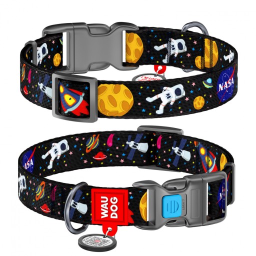 Obojok pre psa, kresba NASA, veľkosť S, 25-35 cm, 15 mm