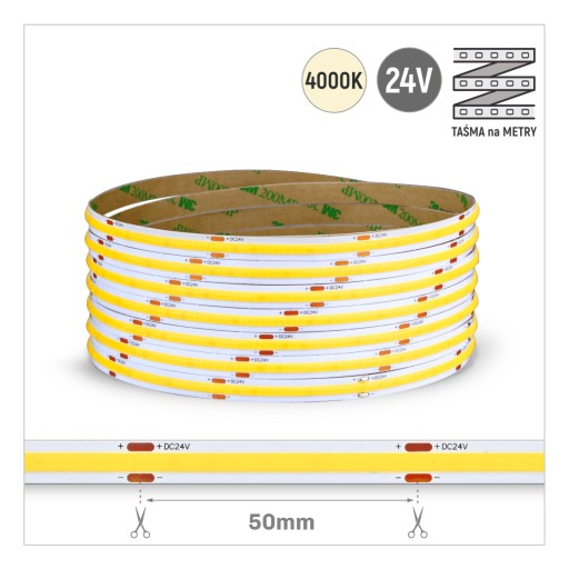 COB STRIP 320LED/M IP20 4000K NEUTRÁLNY 6W/m 24VDC NEPRETRVALÉ SVETLO / 1 METER