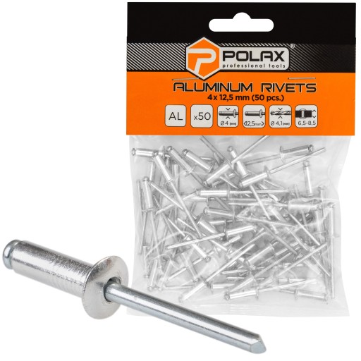 POLAX HLINÍKOVÉ SLEPÉ NITY 4x12,5MM 50KS/BAL.