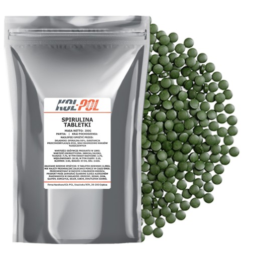 SPIRULINA TABLETS 200g / 800 tabliet Morské riasy vysokej kvality Kol-Pol