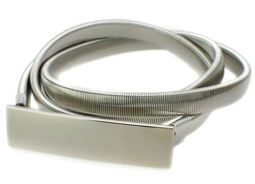 Kovový elastický opasok, pružinový SNAKE SILVER, ELEGANTNÝ, jednoduchá pracka