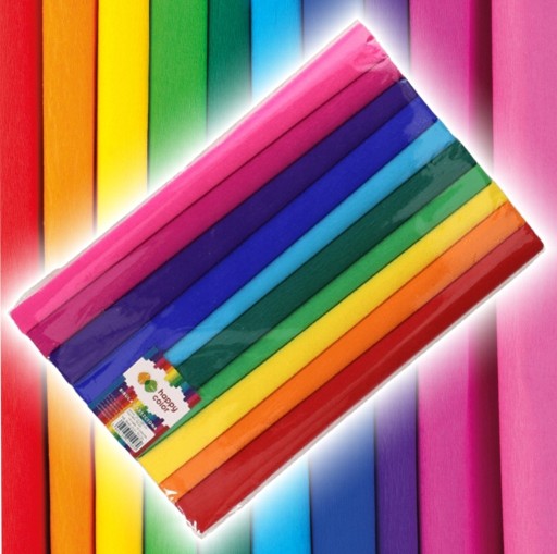 Happy Color CRIPPED SADA hodvábneho papiera 10 farieb (RAWIND) 25x200 cm