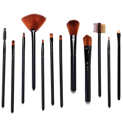 SADA PROFESIONÁLNYCH ŠTETEC NA MAKEUP 12 KS PUZDRO ČIERNYCH ŠTETEC AG92L