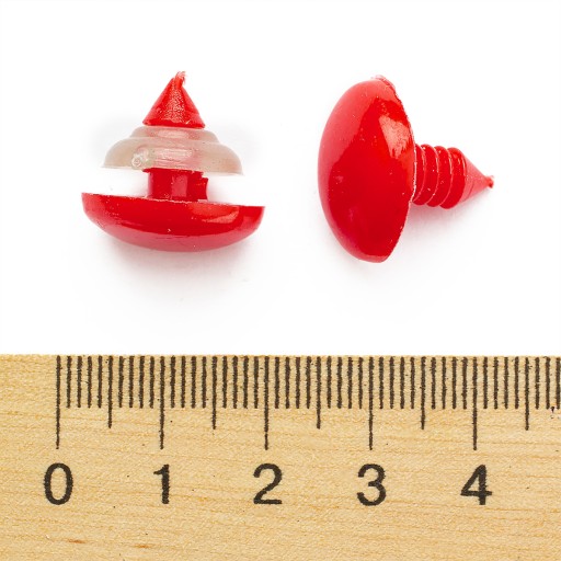 Nosy bezpečné pre hračky, plastové, trojuholníkové, červené, 13 x 18 mm, 50 kusov