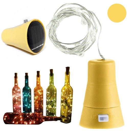 Solárne korkové osvetlenie fliaš | Solárna lampa | 10 LED teplých farieb