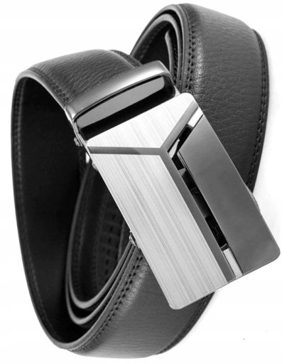 Pánsky automatický opasok elegantná čierna kožená spona kovová koža