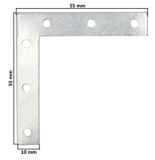 UHOLOVÝ ROH NA OKNÁ 10X55X55 mm 5 ks