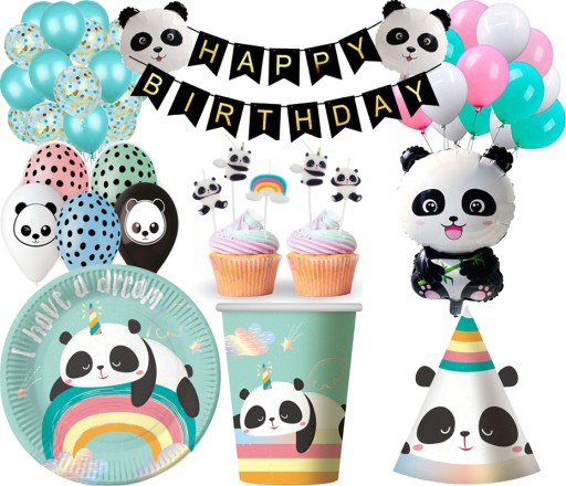 Papierové poháre PANDA, dúha, MEDVEĎ, narodeniny, farebné narodeniny, PARTY 6