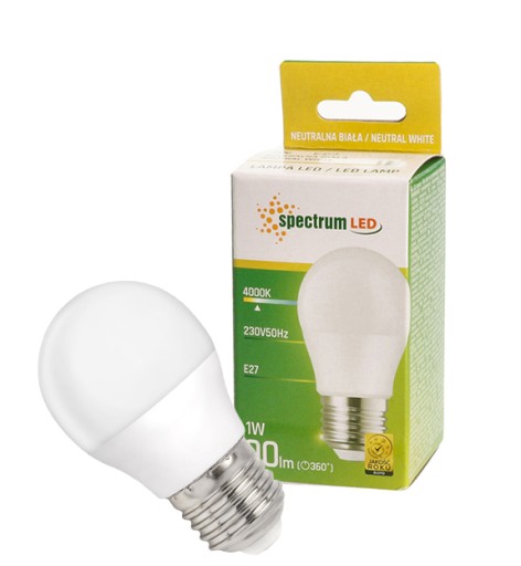 LED žiarovka BALL E27 230V 1W 90lm 4000K neutrálna WOJ+14449 Spektrum