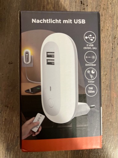 Nočná lampa do LED Zásuvka 2x USB s diaľkovým ovládaním, nabíjačka TIMER
