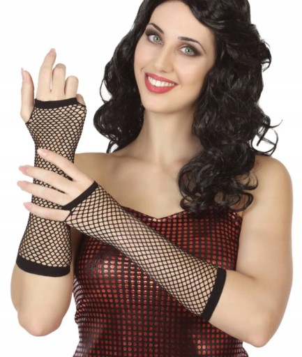 DLHÉ SIEŤOVANÉ RUKAVICE ČIERNA RETRO 20. DISCO