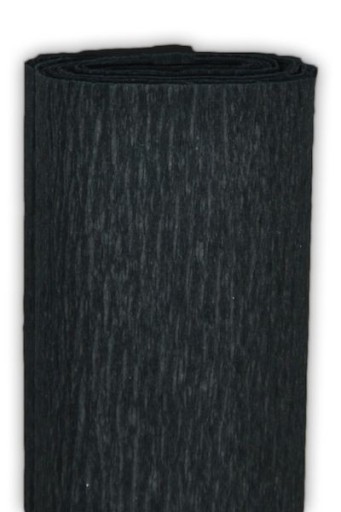 Krčený hodvábny papier - čierny, 50 x 200 cm