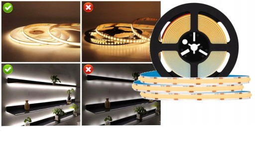 Neónový COB LED pásik 12V studená farba 1m homogénne silné svetlo 12W/M