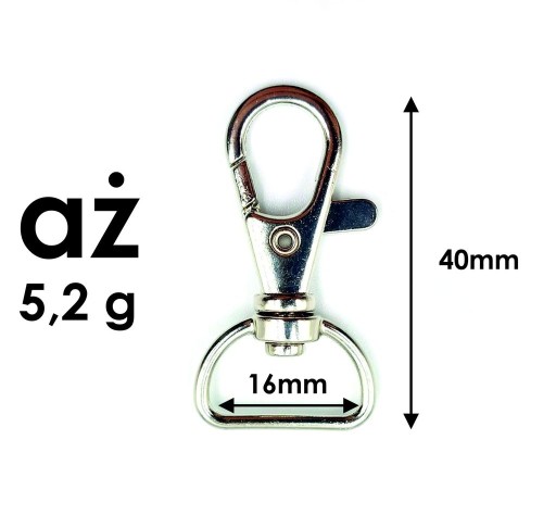 Karabína 15mm na tašku, kľúčenka macrame 10ks.