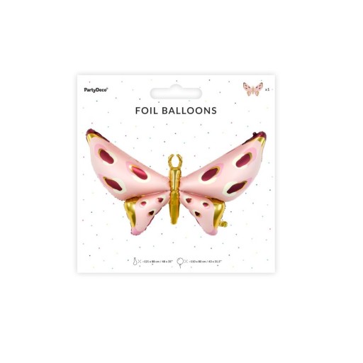 Fóliový balón BUTTERFLY, ružový, veľký, 120 cm, na HEL